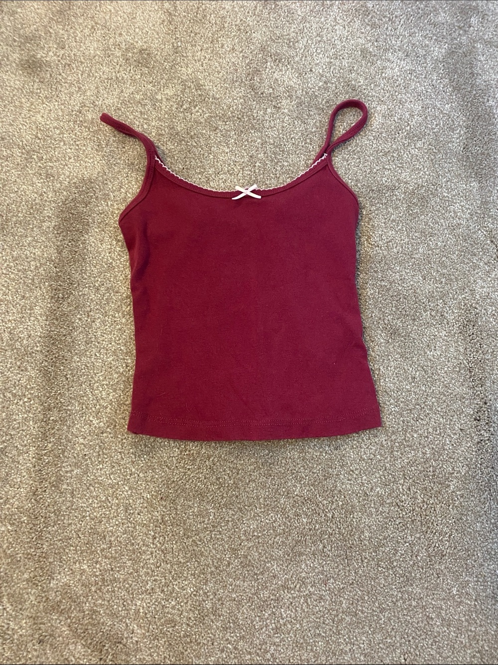 Garage Burgundy Lace-Trim Spaghetti Strap Cami
